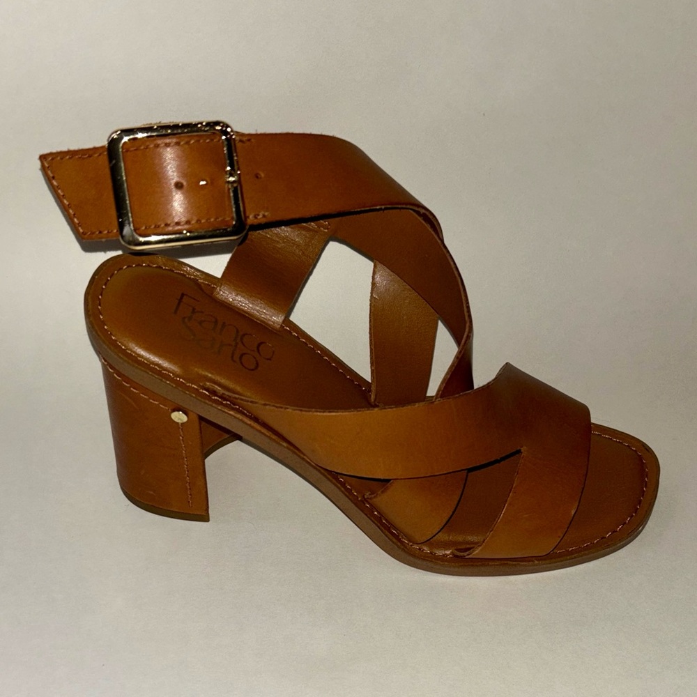 Franco Sarto Brown Block Heel Sandals